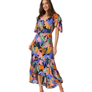 Abel The Label Womens Leaf  Print High Low Dress Size XS